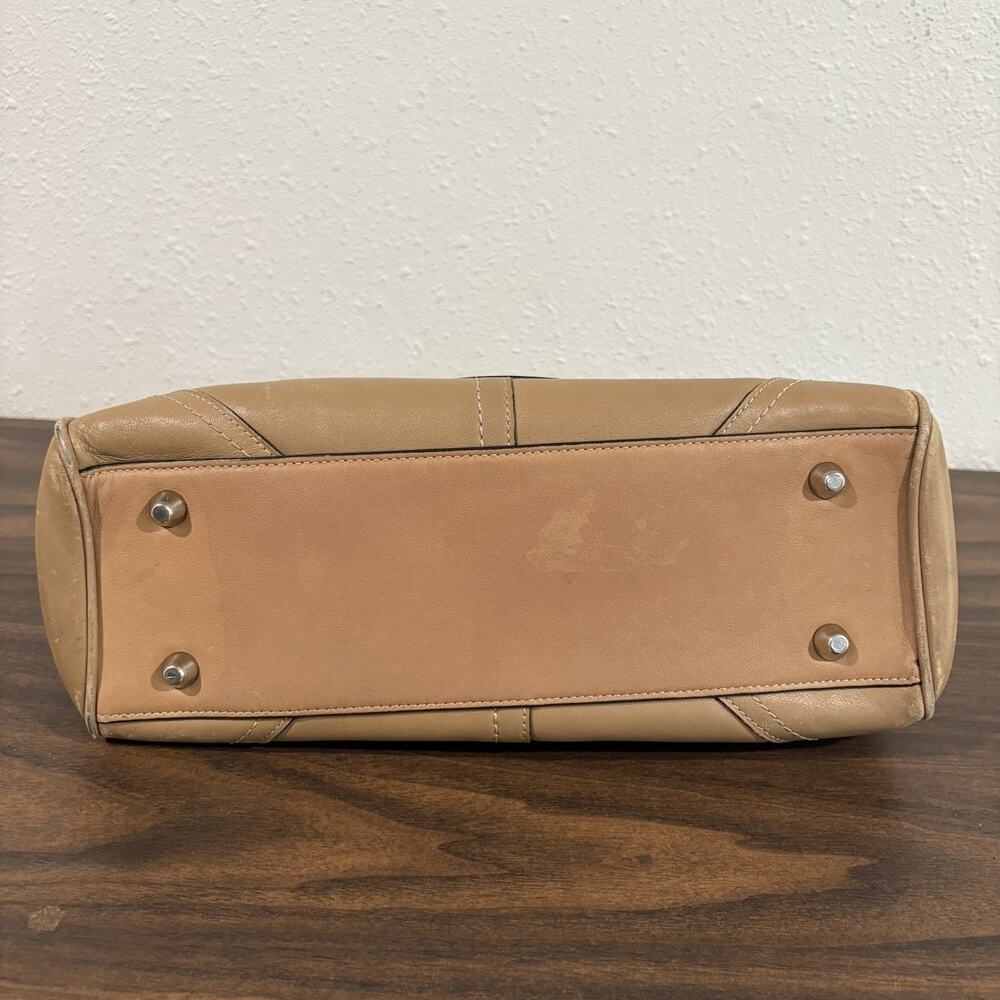 Vtg Coach‎ Hampton Smooth Leather Satchel Shoulder Bag Handbag F11199 Tan Silver - Picture 10 of 13
